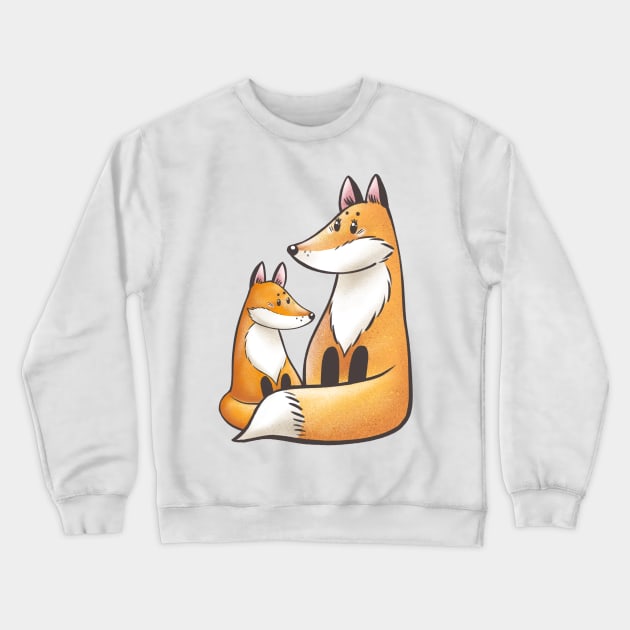 Mommy fox with baby fox Crewneck Sweatshirt by artbyanny